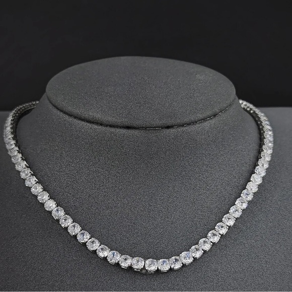 NEW 4mm Sterling Silver Tennis Choker Necklace - Picture 2 of 4